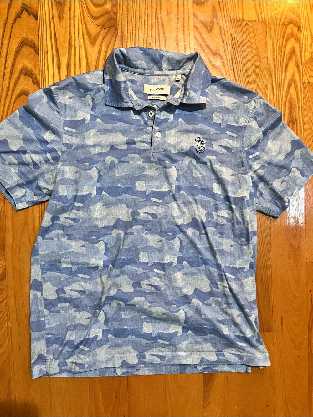 Bugatchi Blue Camouflage Short-Sleeve Polo